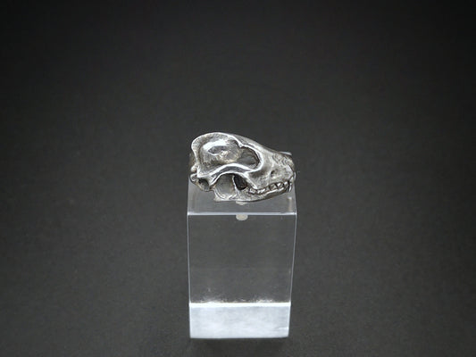 Sterling silver fox skull ring