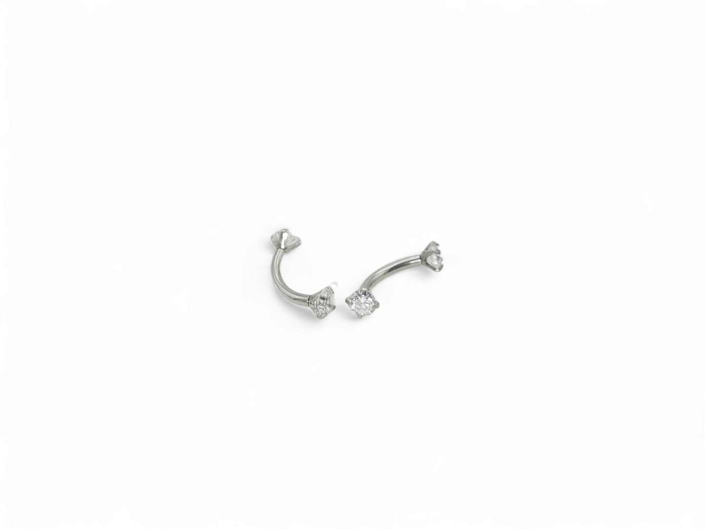 Surgical steel claw set curved barbell, 1.2mm/16g, 8mm length