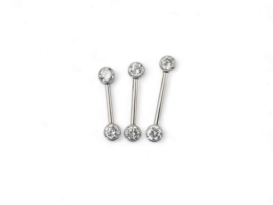 Jewelled titanium barbell 1.6mm/14g, 12mm, 14mm, or 16mm length