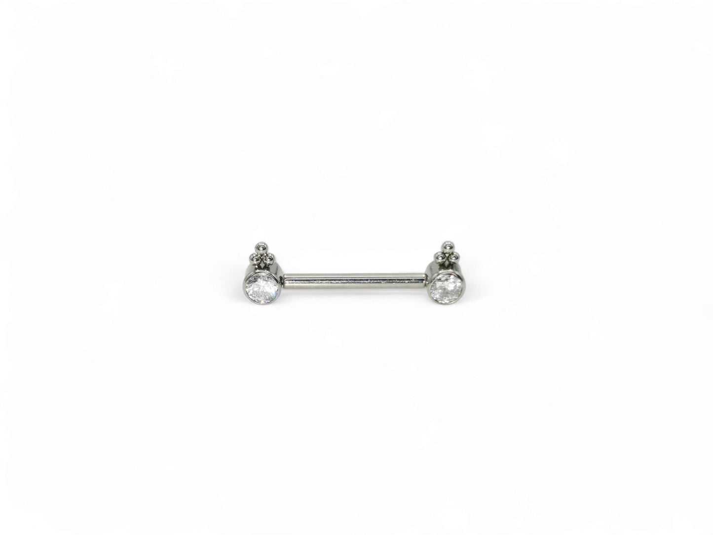 Jewelled titanium nipple bar, 1.6mm/14g, 12mm, 14mm or 16mm length