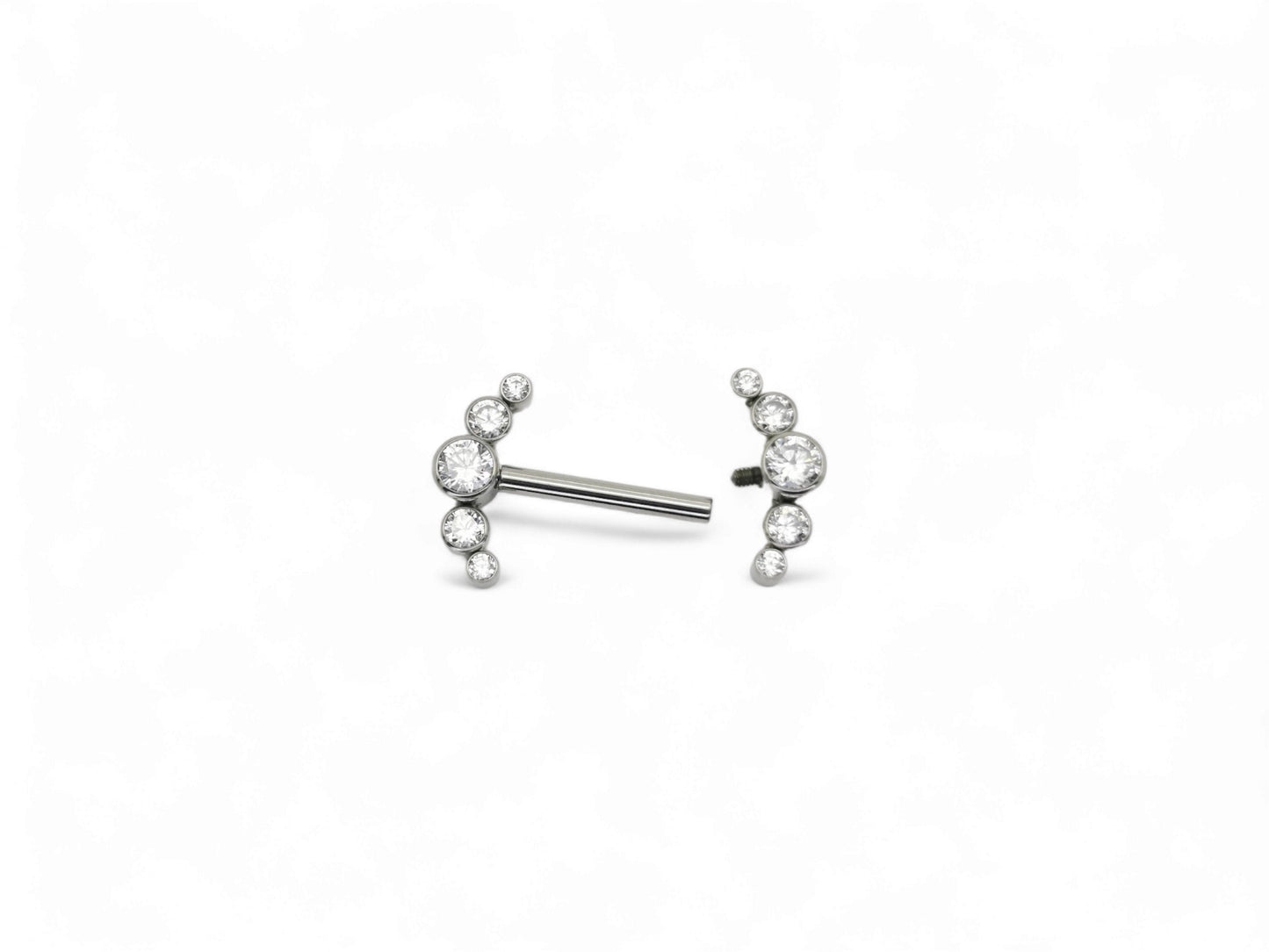 Titanium jewelled barbell, 1.6mm/14g, 12mm, 14mm and 16mm length