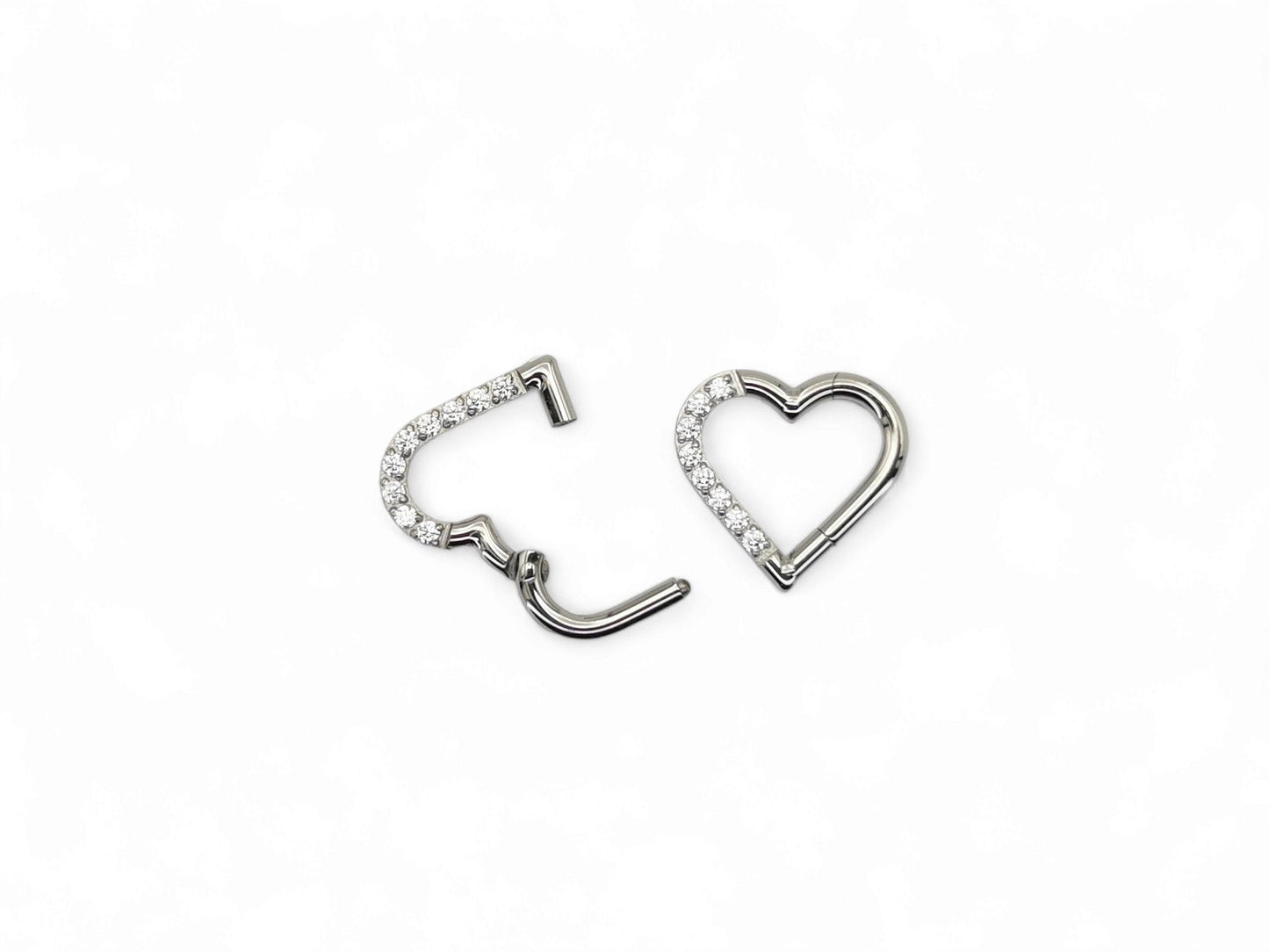 Titanium jewelled heart clicker, 1.2mm/16g