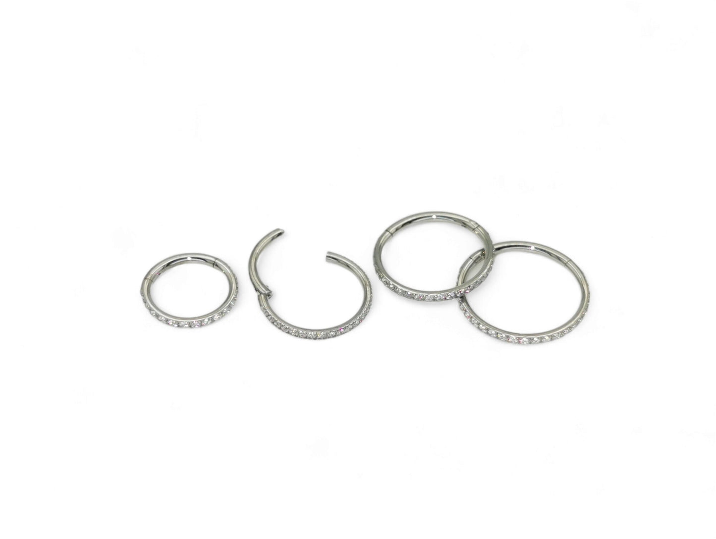 Titanium jewelled clicker ring, 1.2mm/16g piercings, 6mm-12mm diameter