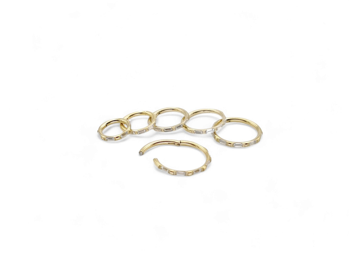 Gold titanium jewelled clicker ring, 1.2mm/16g, 6mm-12mm diameter