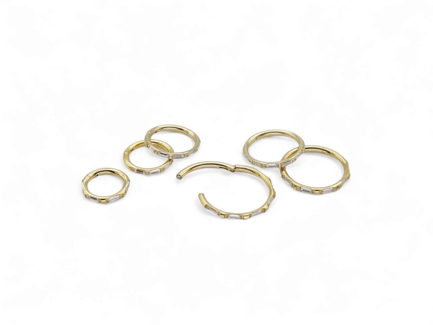 Gold titanium jewelled clicker ring, 1.2mm/16g, 6mm-12mm diameter