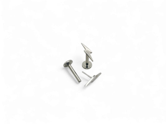 Titanium push fit lightening bolt stud, 1.2mm/16g, 6mm-8mm length