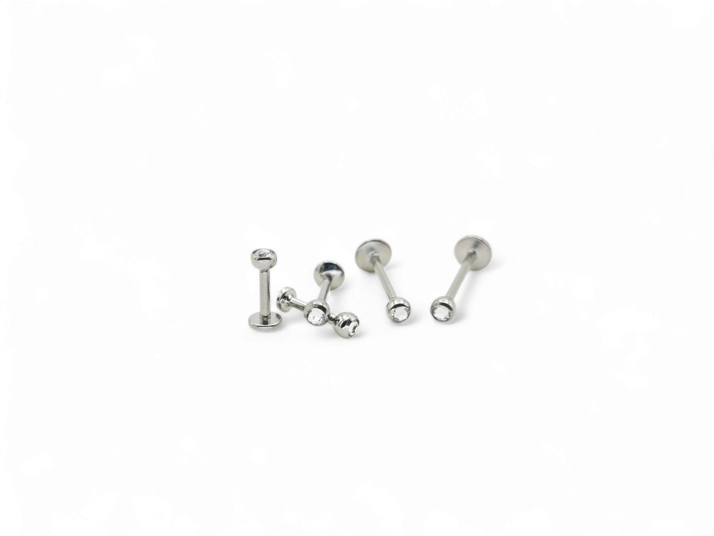 Titanium threaded jewelled stud 1.2mm/16g, 5mm-12mm length