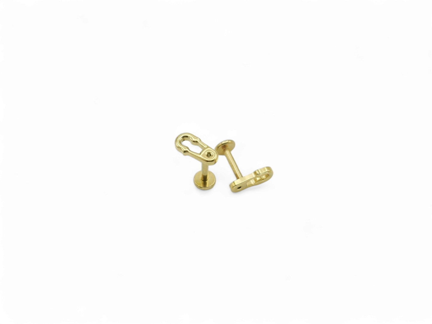 Titanium gold safety pin threadless stud , 1.2mm/18g, 6mm-8mm length