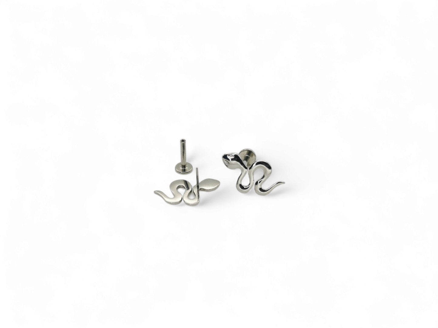 Titanium snake threadless stud 1mm/18g, 1.2mm/16g, 6mm-8mm length