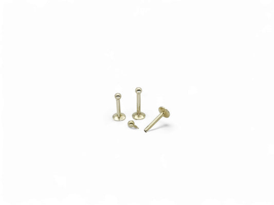 Titanium gold threaded stud, 1.2mm/16g, 6mm-8mm length