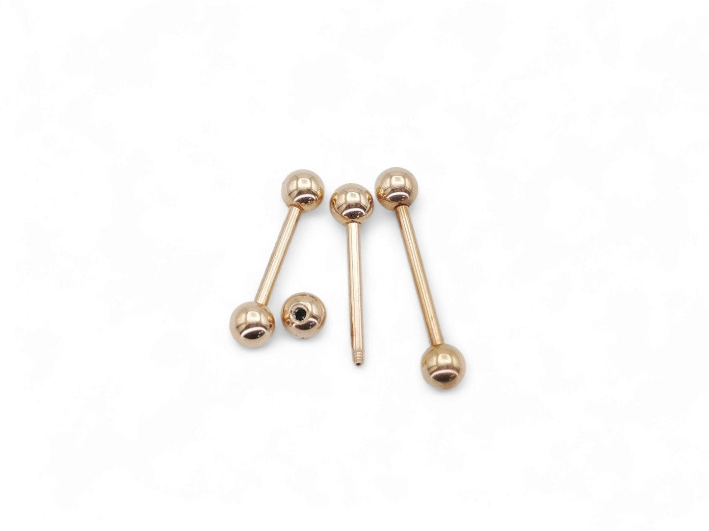 Rose gold titanium barbell 1.6mm/14g, 12mm-16mm length