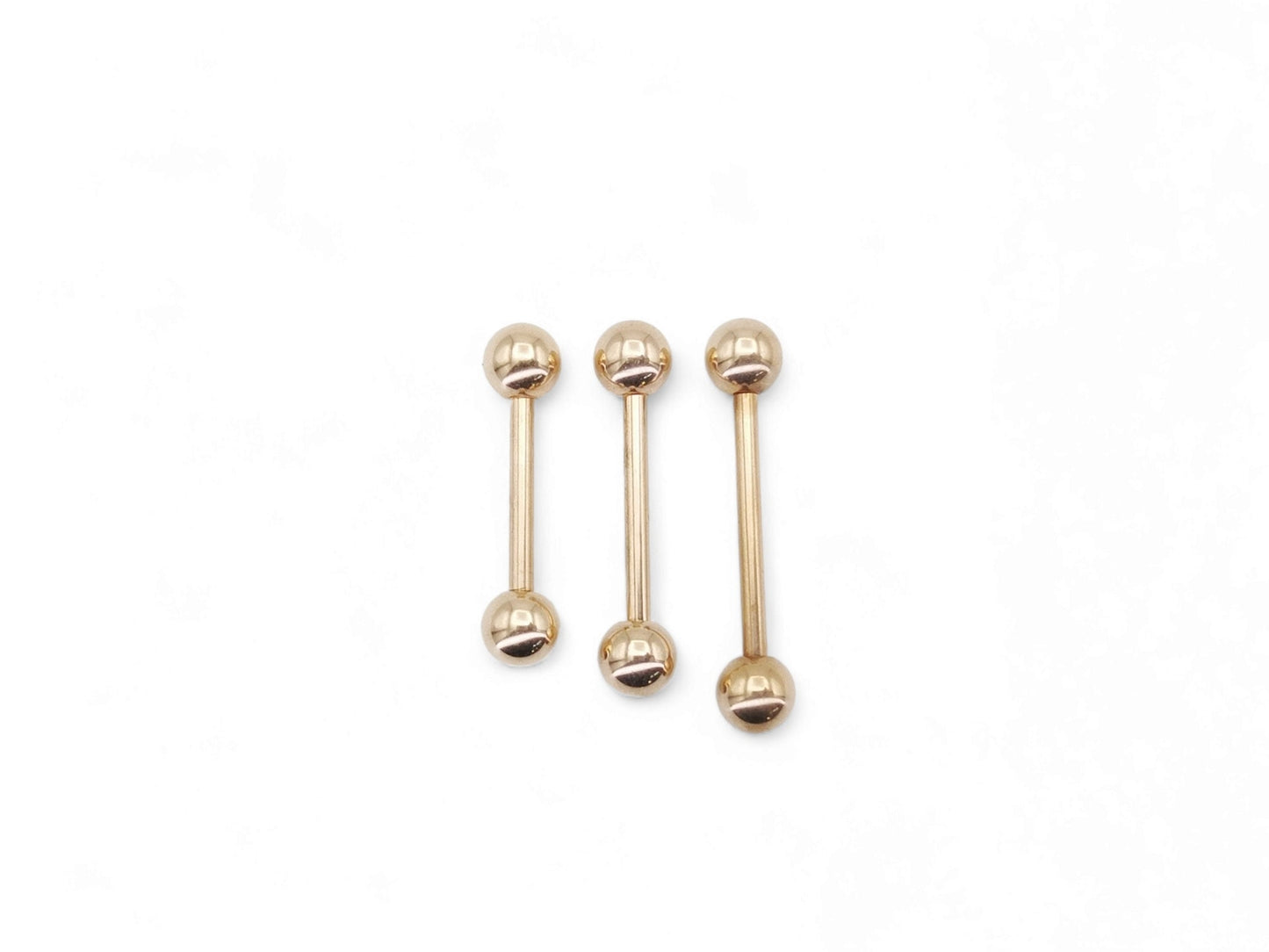 Rose gold titanium barbell 1.6mm/14g, 12mm-16mm length