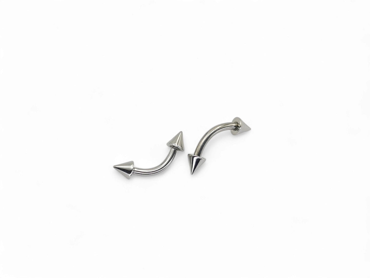 Surgical steel curved barbell with spikes 1.2mm/16g, 6mm-7mm length