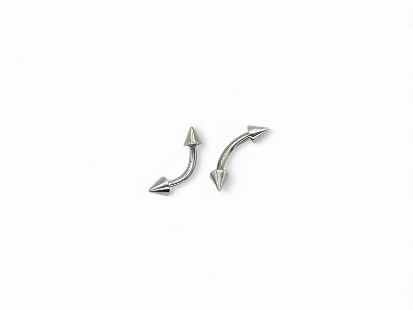 Surgical steel curved barbell with spikes 1.2mm/16g, 6mm-7mm length