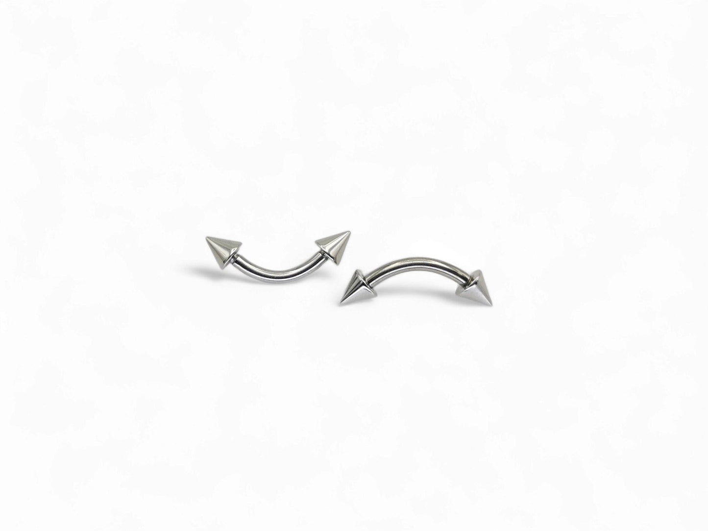 Surgical steel curved barbell with spikes 1.2mm/16g, 6mm-7mm length