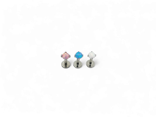 Titanium push fit jewelled threadless stud, 1mm/18g, 1.2mm/16g, 6mm-8mm length