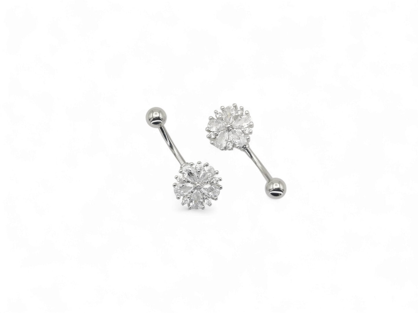 Surgical steel jewelled flower cluster, 1.6mm/14g, 10mm length