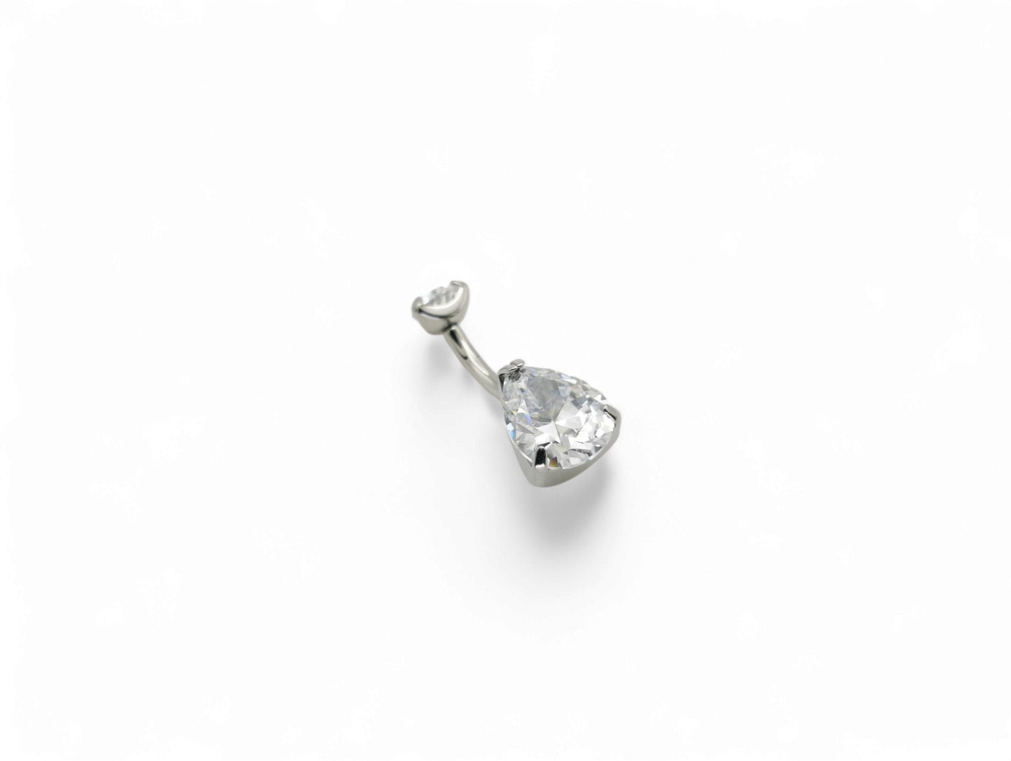 Titanium jewelled claw set belly bar, 1.6mm/14g, 8mm-10mm length