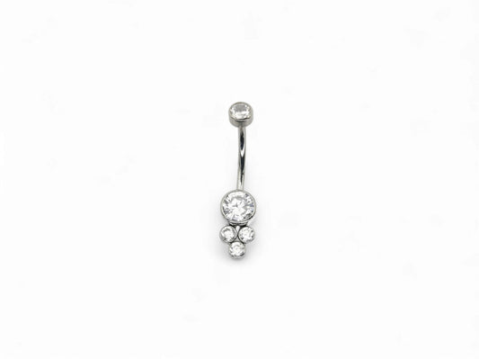 Titanium jewelled cluster navel bar 1.6mm/14g, 8mm-10mm length