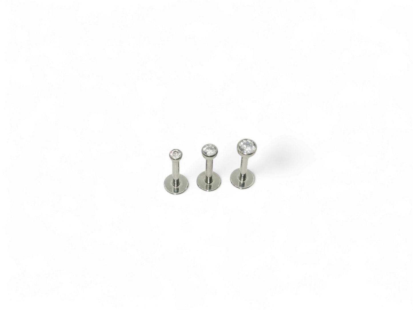 Titanium push fit jewelled stud 1.2mm/16g x 6mm-9mm length