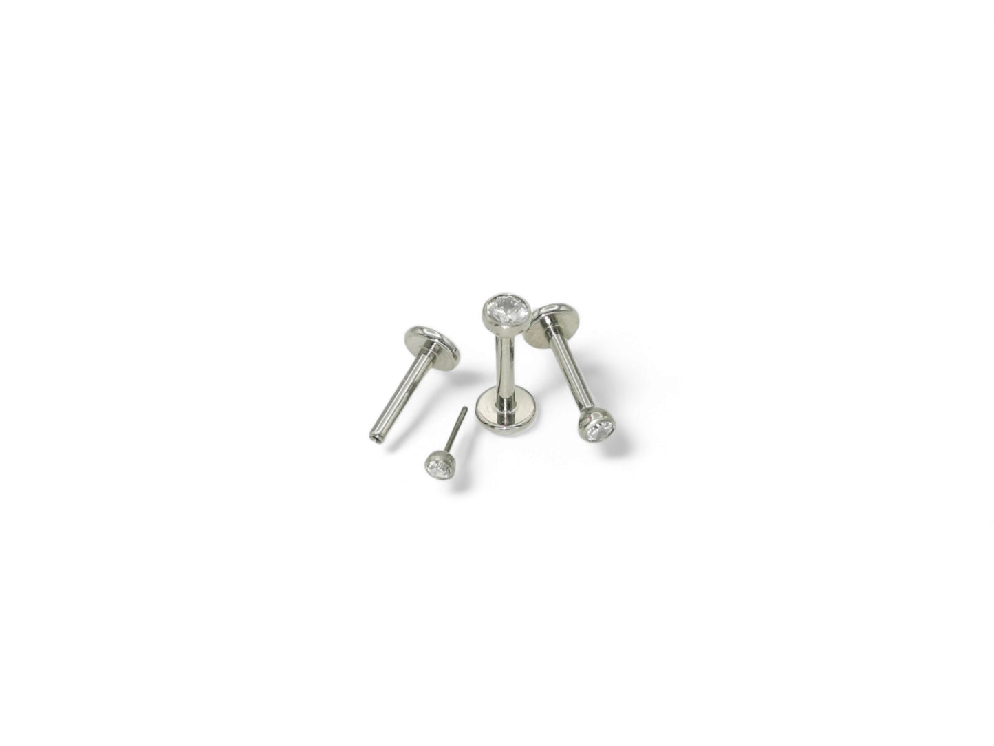 Titanium push fit jewelled stud 1.2mm/16g x 6mm-9mm length