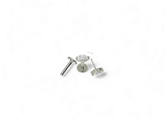 Titanium threadless jewelled marquise stud 1.2mm/16g, 6mm-9mm length