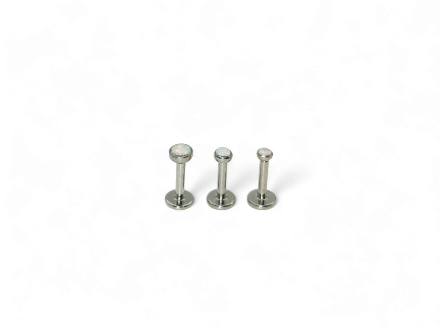 Titanium threadless jewelled stud 1.2mm/16g, 6mm-9mm length