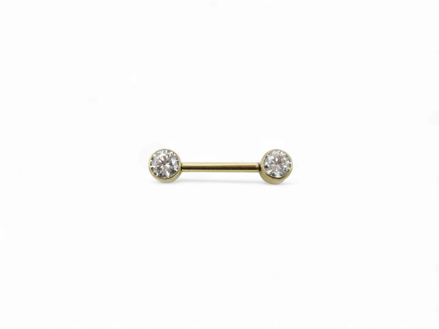 Gold jewelled titanium barbell 1.6mm/14g, 12mm, 14mm and 16mm length