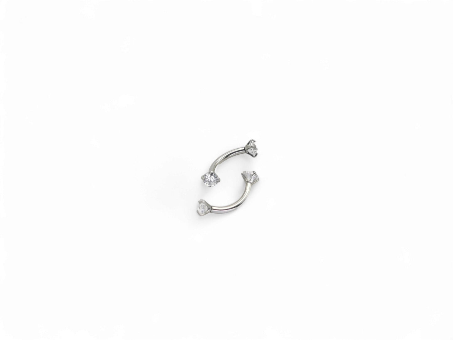 Surgical steel claw set curved barbell, 1.2mm/16g, 8mm length