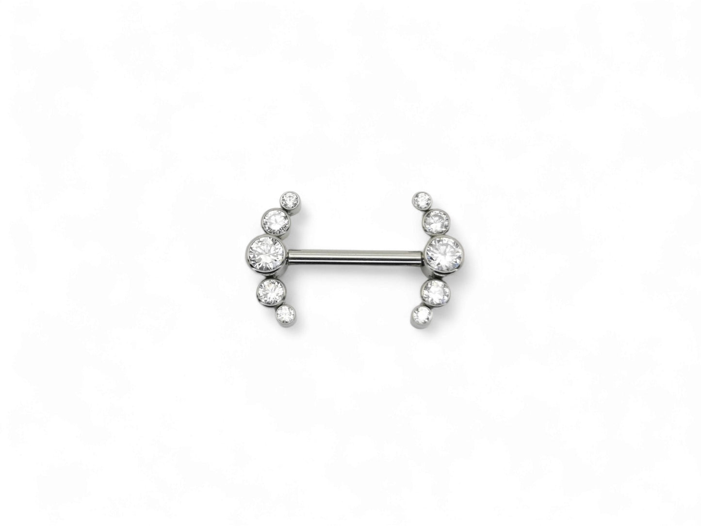 Titanium jewelled barbell, 1.6mm/14g, 12mm, 14mm and 16mm length