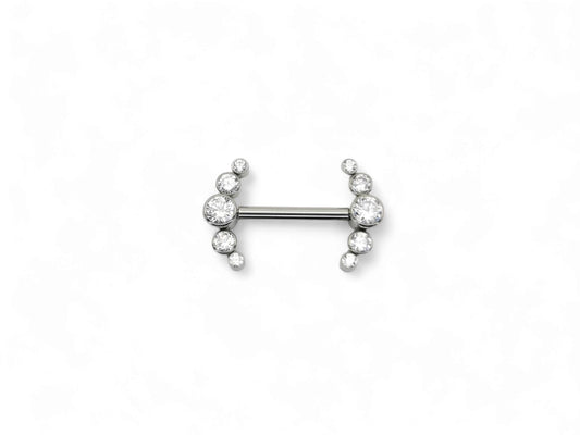 Titanium jewelled barbell, 1.6mm/14g, 12mm, 14mm and 16mm length