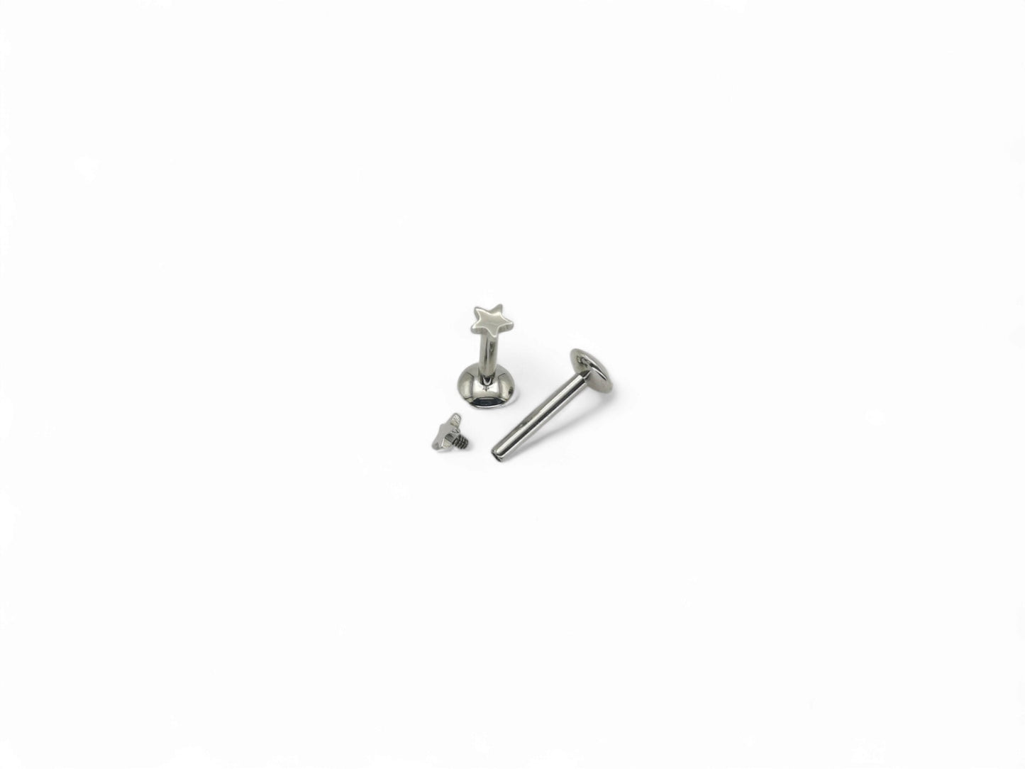 Titanium threaded stud with star 1.2mm/16g, 6mm-8mm length