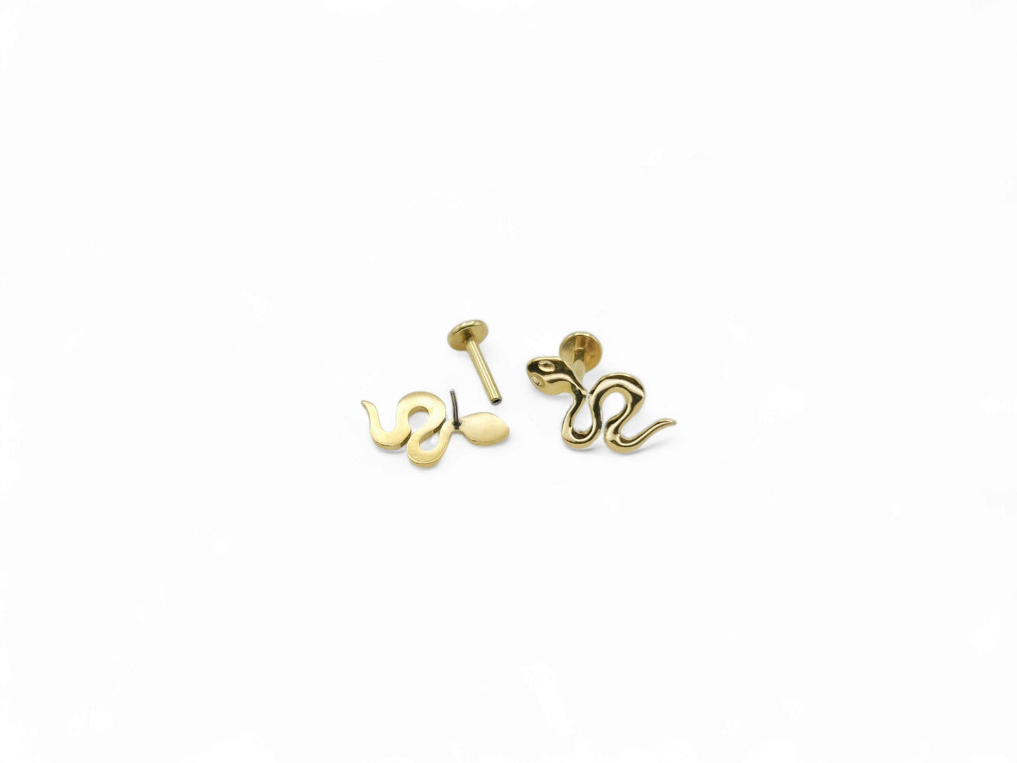 Titanium gold push fit snake stud 1mm/18g, 1.2mm/16g, 6mm-8mm length