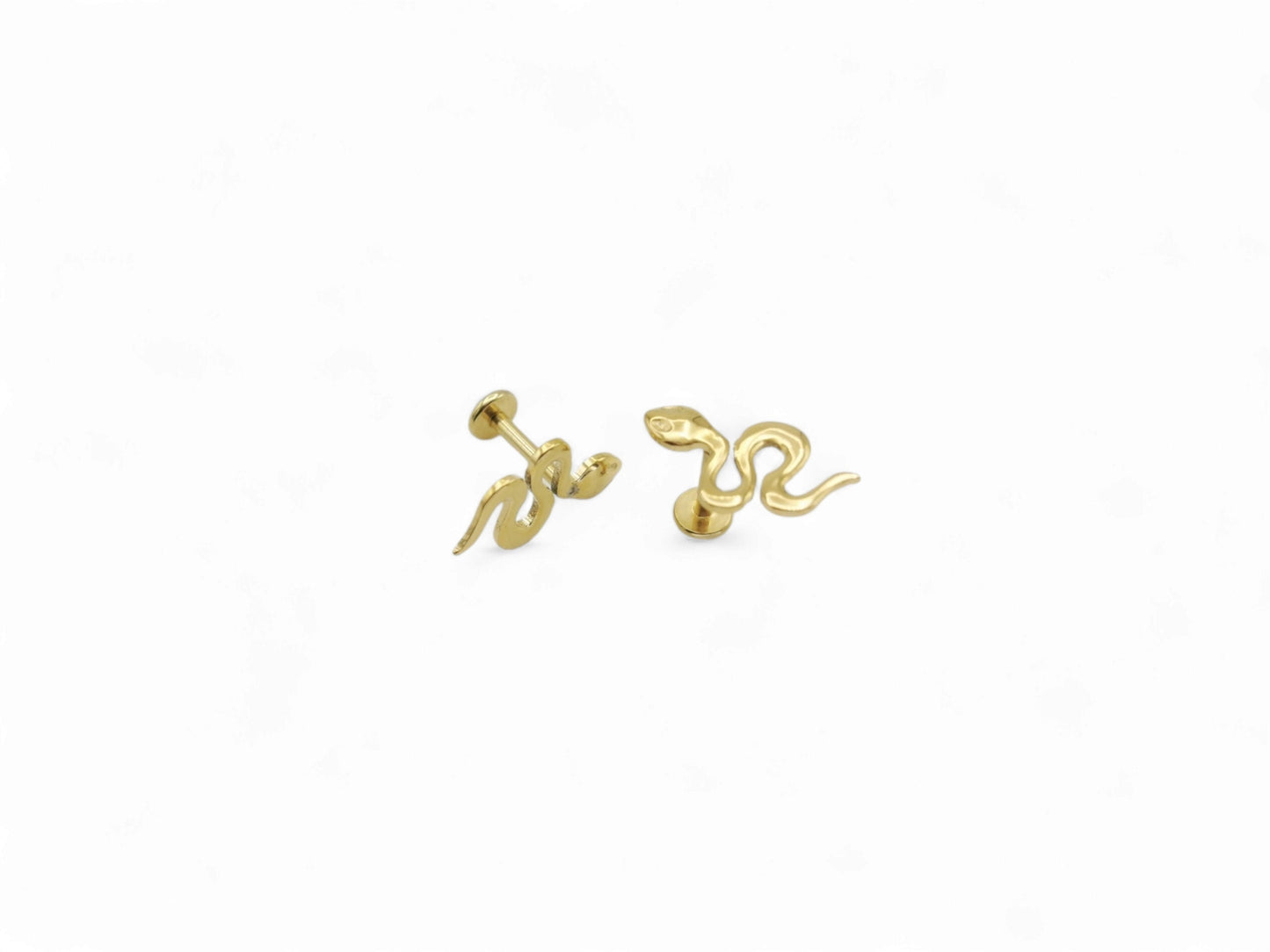 Titanium gold push fit snake stud 1mm/18g, 1.2mm/16g, 6mm-8mm length