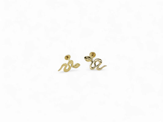 Titanium gold push fit snake stud 1mm/18g, 1.2mm/16g, 6mm-8mm length