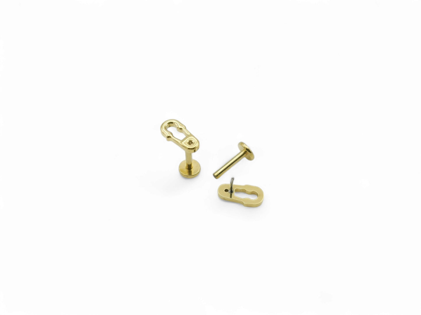 Titanium gold safety pin threadless stud , 1.2mm/18g, 6mm-8mm length