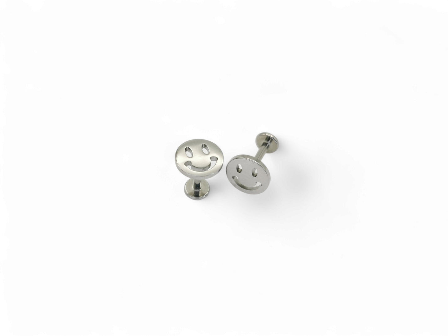 Titanium smiley face push fit stud, 1.2mm/18g, 6mm-8mm length