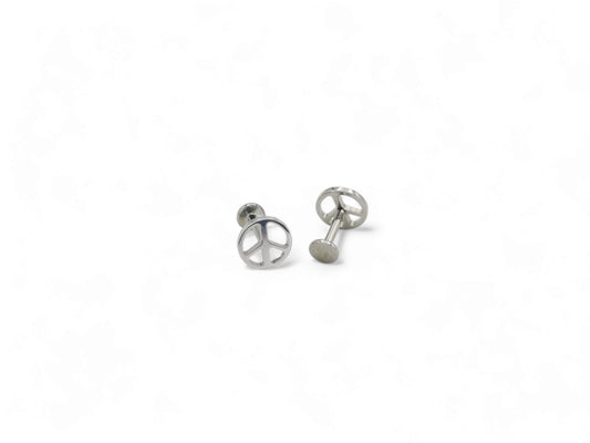 Titanium peace sign push fit stud 1.2mm/18g, 6mm-8mm length