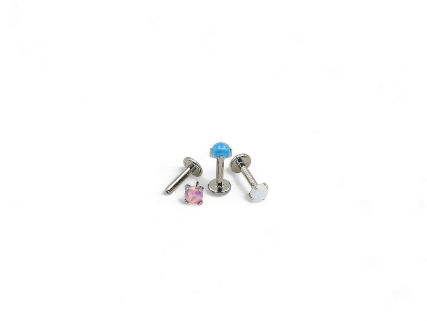 Titanium push fit jewelled threadless stud, 1mm/18g, 1.2mm/16g, 6mm-8mm length