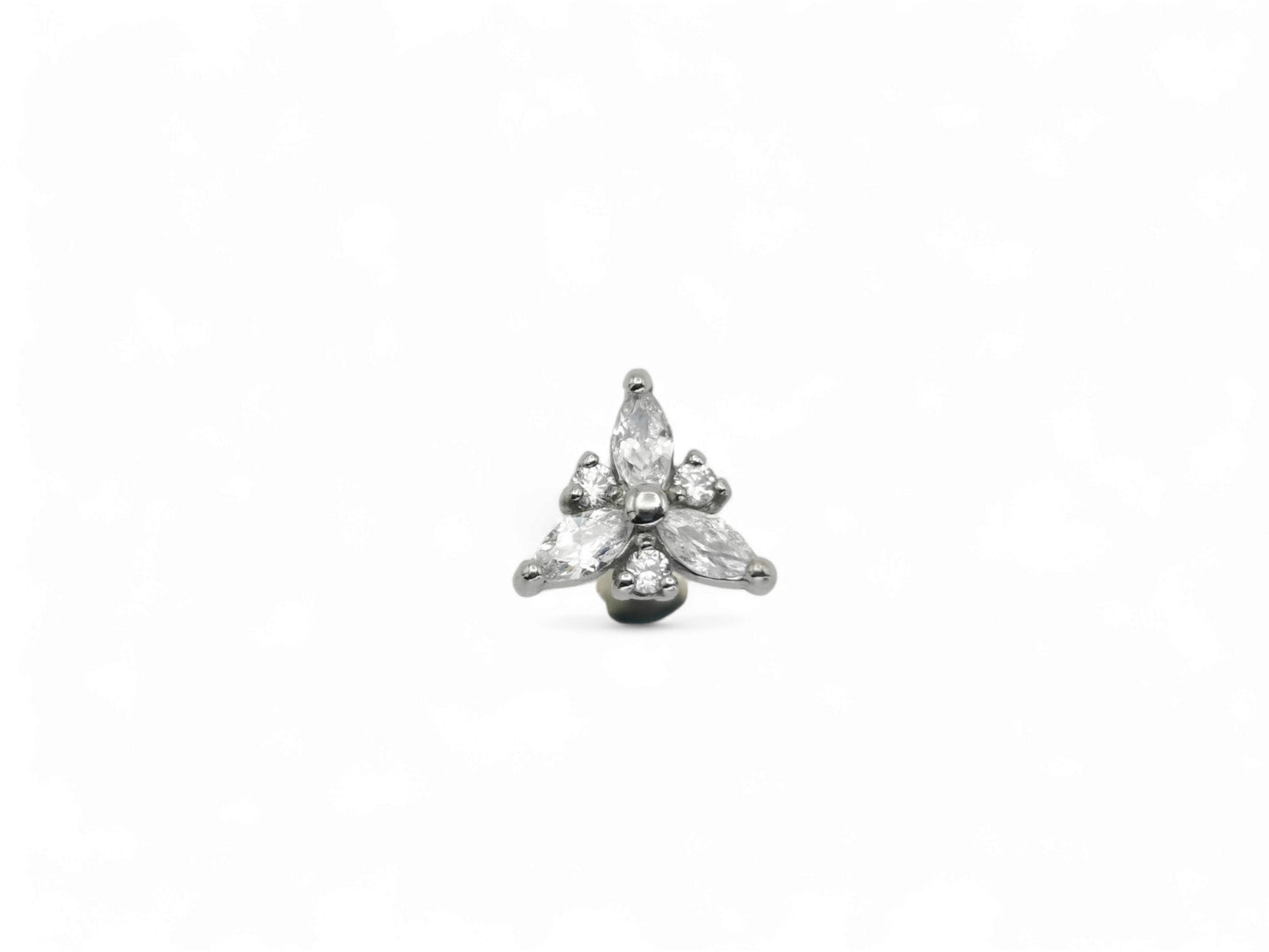 Surgical steel jewelled marquise cluster, 1.2mm/16g, 6mm-8mm length