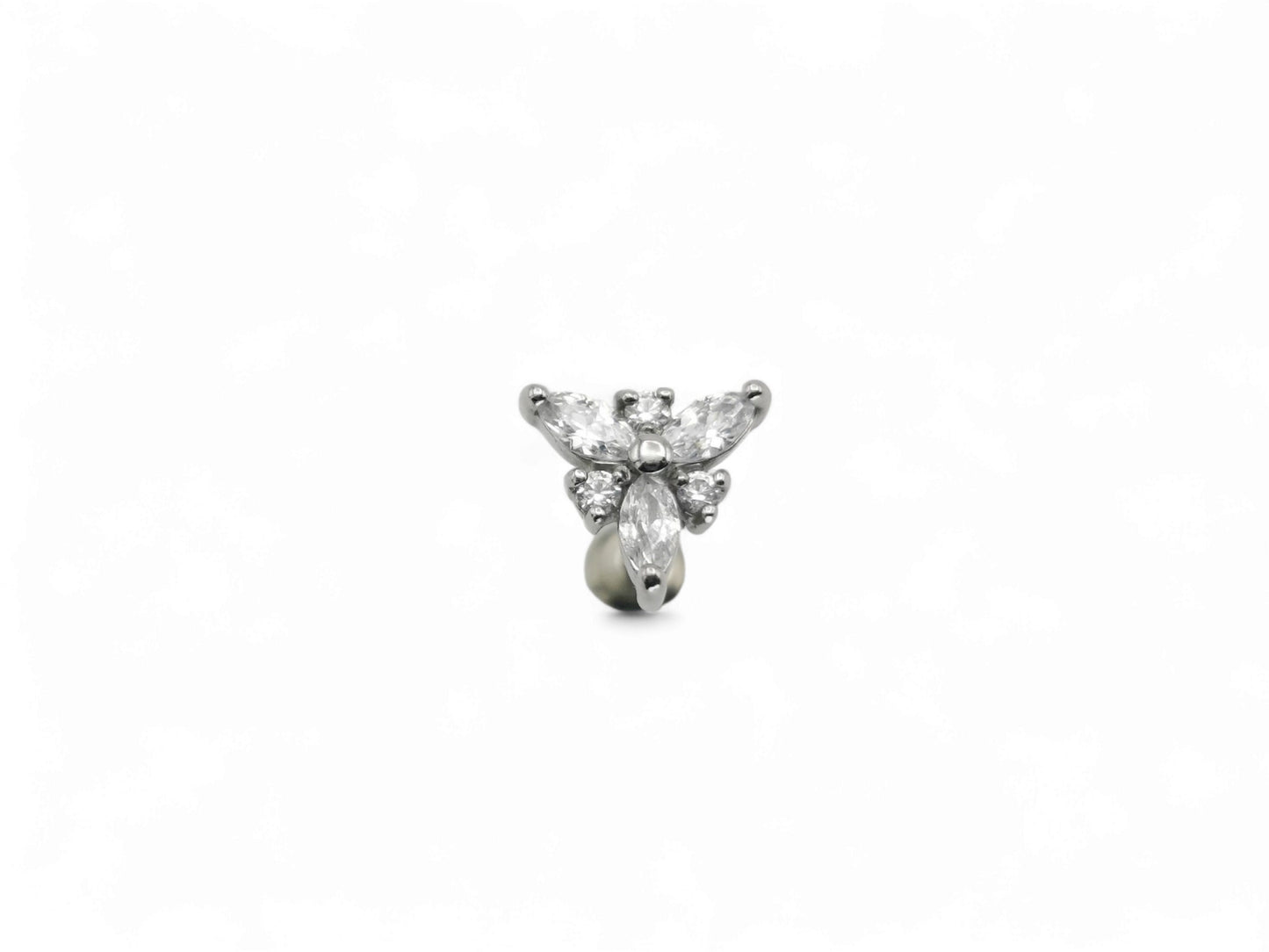 Surgical steel jewelled marquise cluster, 1.2mm/16g, 6mm-8mm length