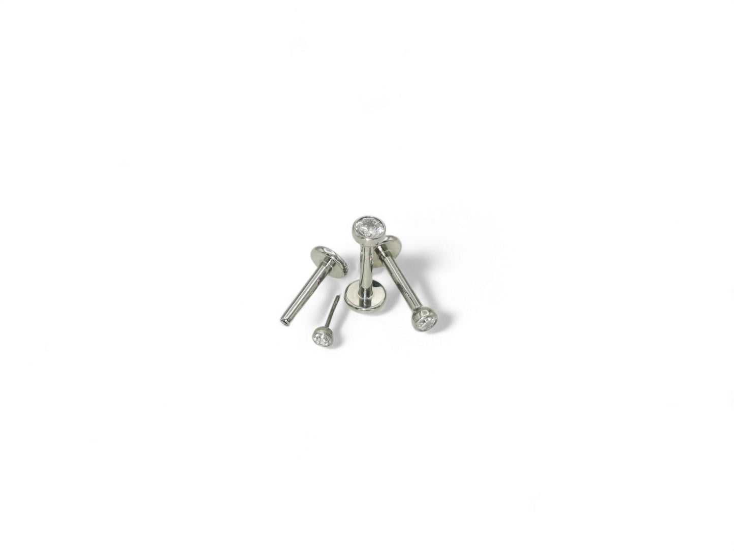 Titanium push fit jewelled stud 1.2mm/16g x 6mm-9mm length