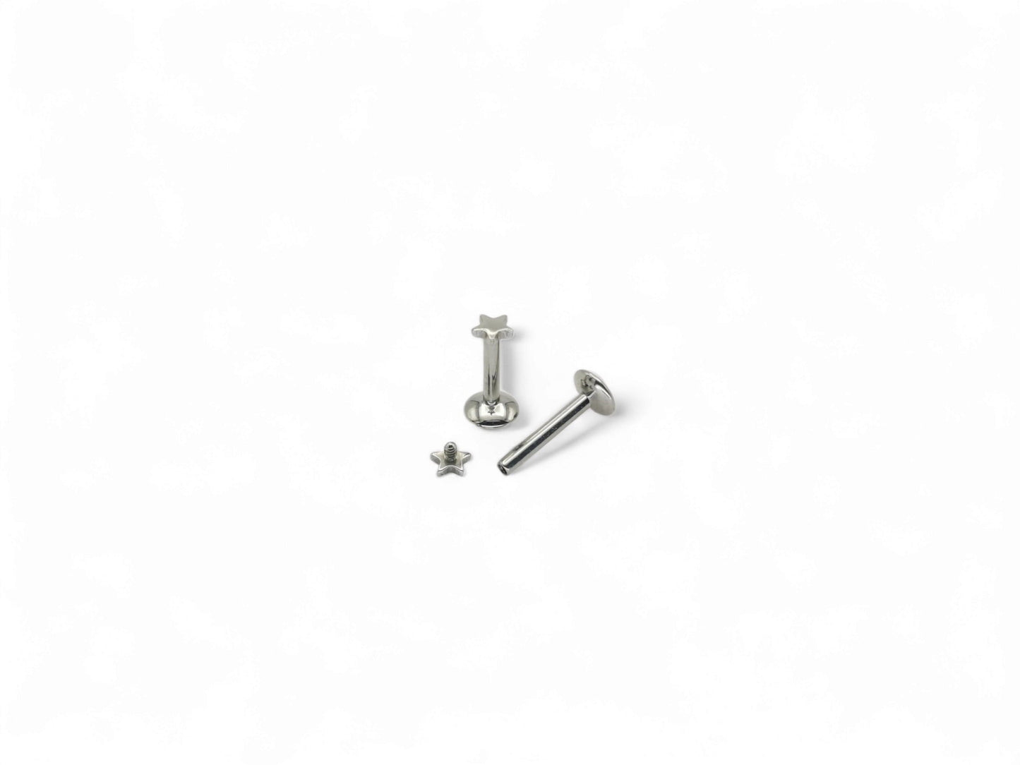 Titanium threaded stud with star 1.2mm/16g, 6mm-8mm length