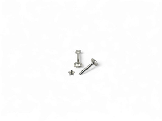 Titanium threaded stud with star 1.2mm/16g, 6mm-8mm length