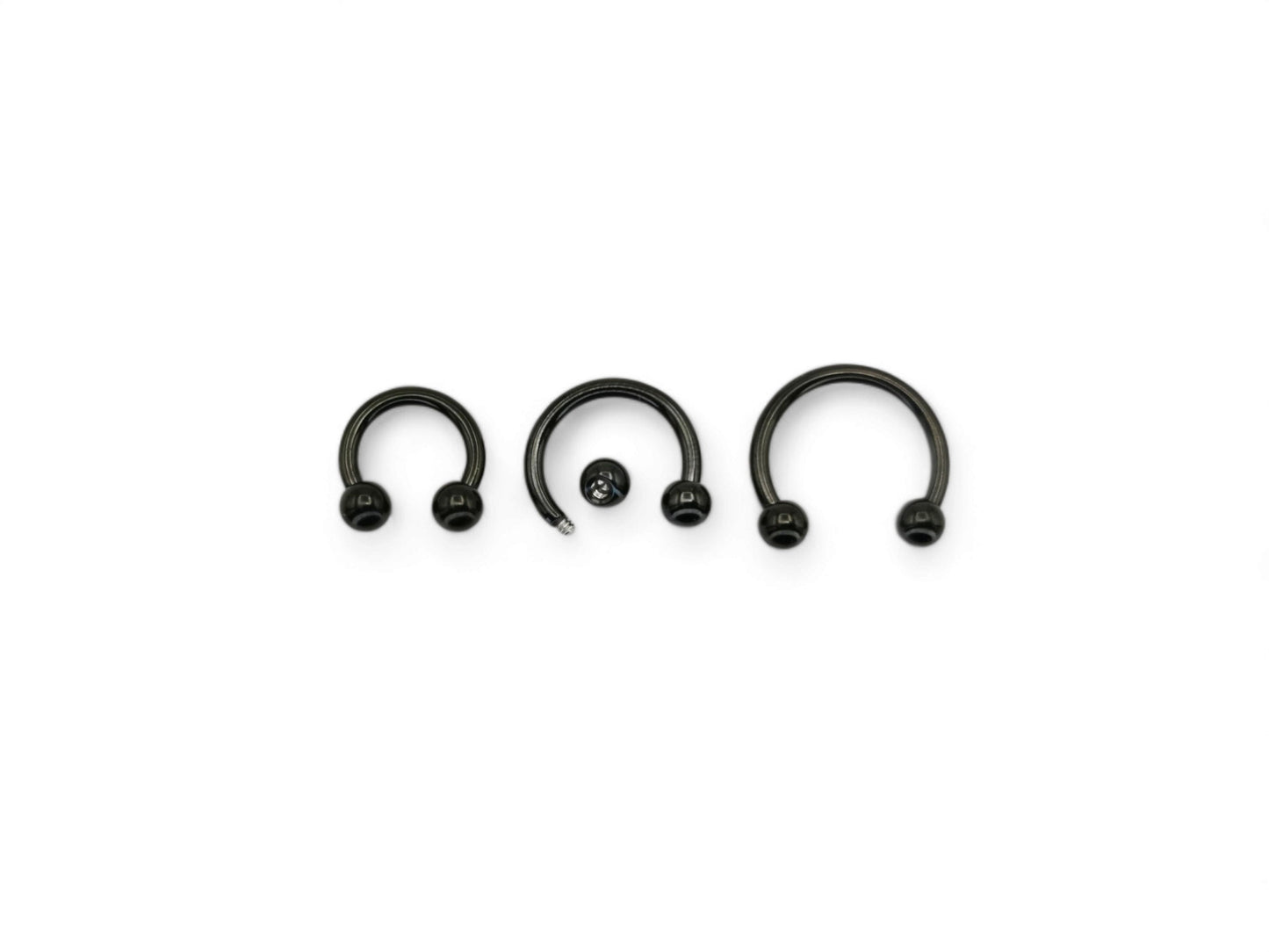 Black surgical steel circular barbell, 1.6mm/14g, 8mm-12mm diameter