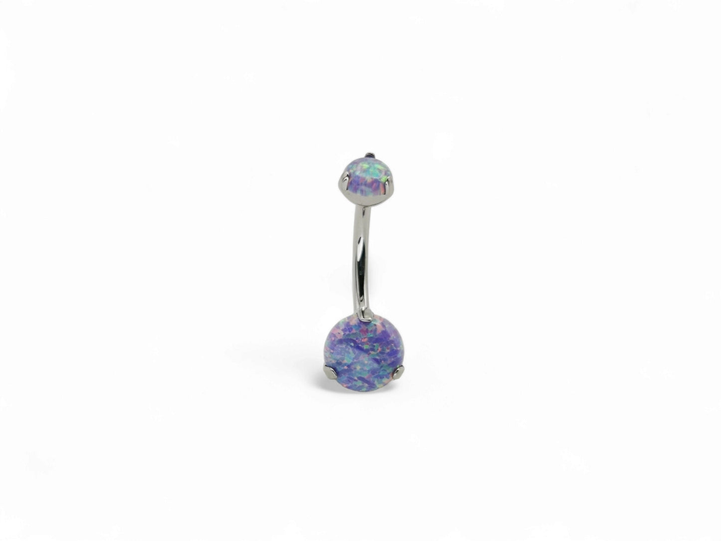 Titanium double jewelled navel bar, 1.6mm/14g, 10mm length