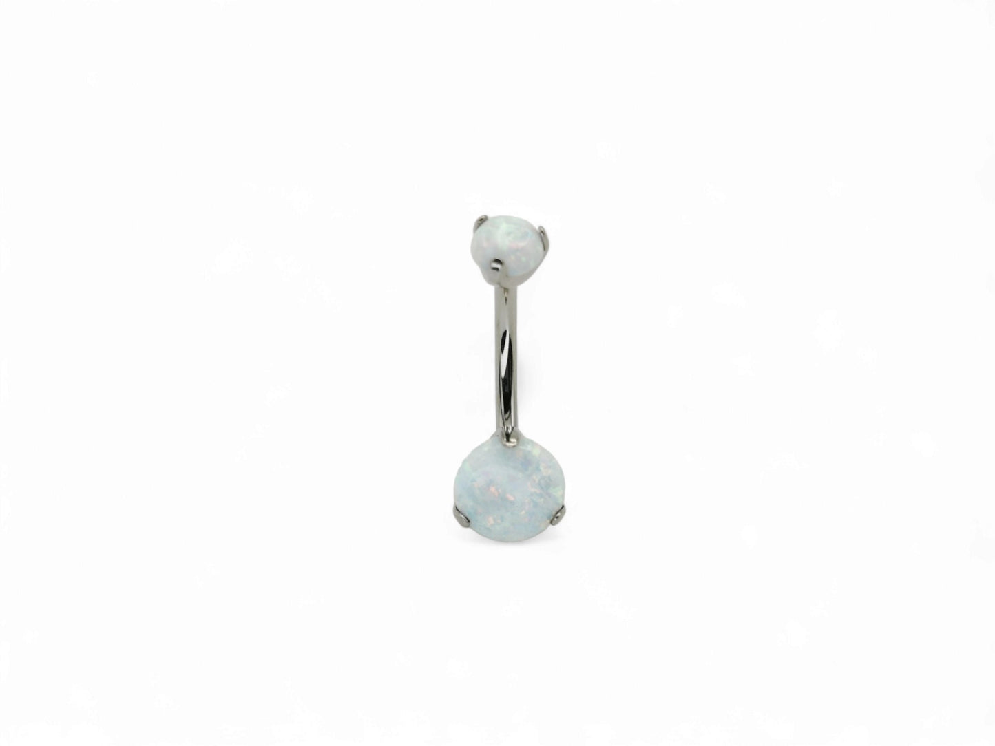 Titanium double jewelled navel bar, 1.6mm/14g, 10mm length