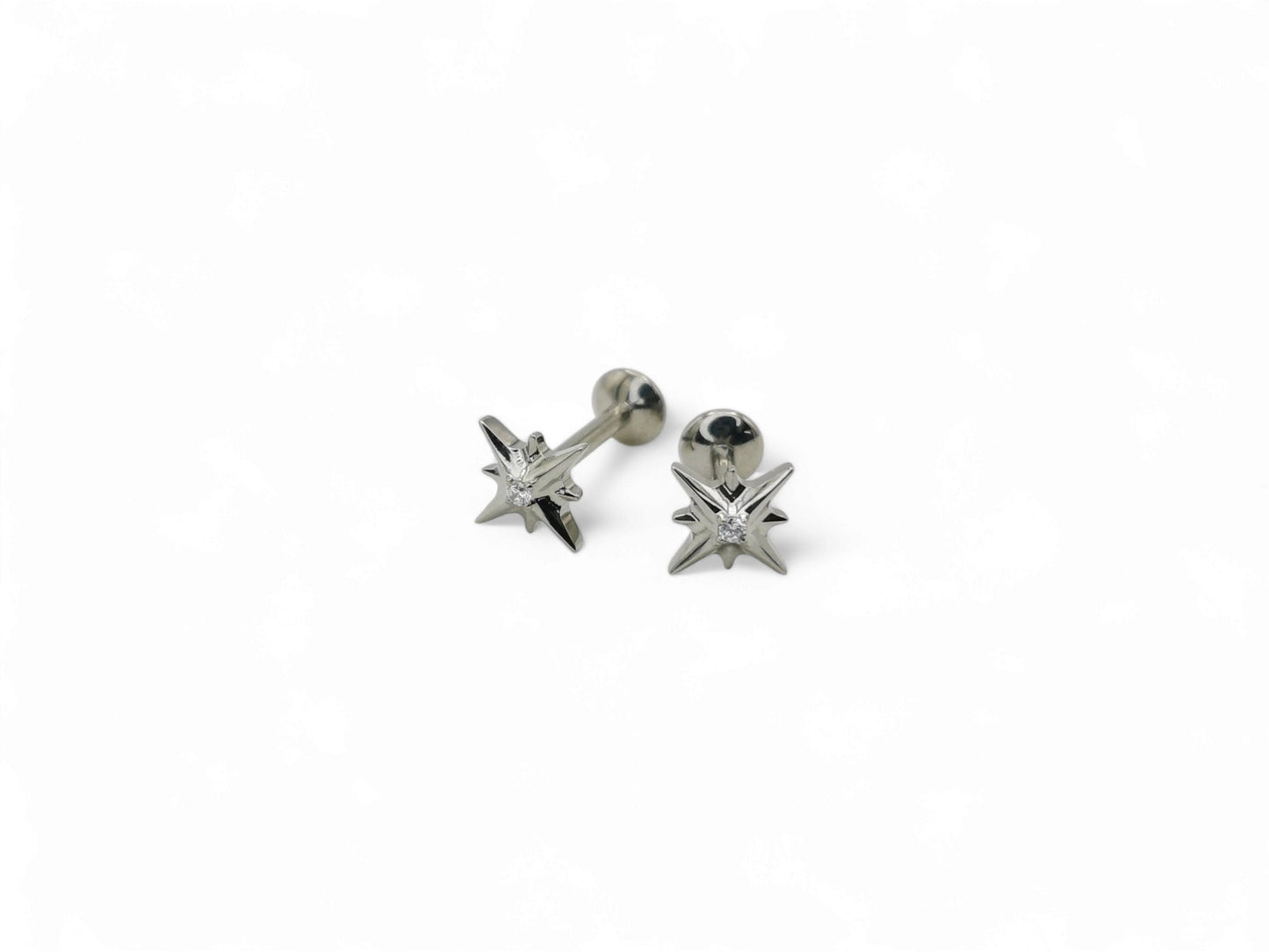 Titanium jewelled star threaded stud, 1.2mm/16g, 6mm-8mm length