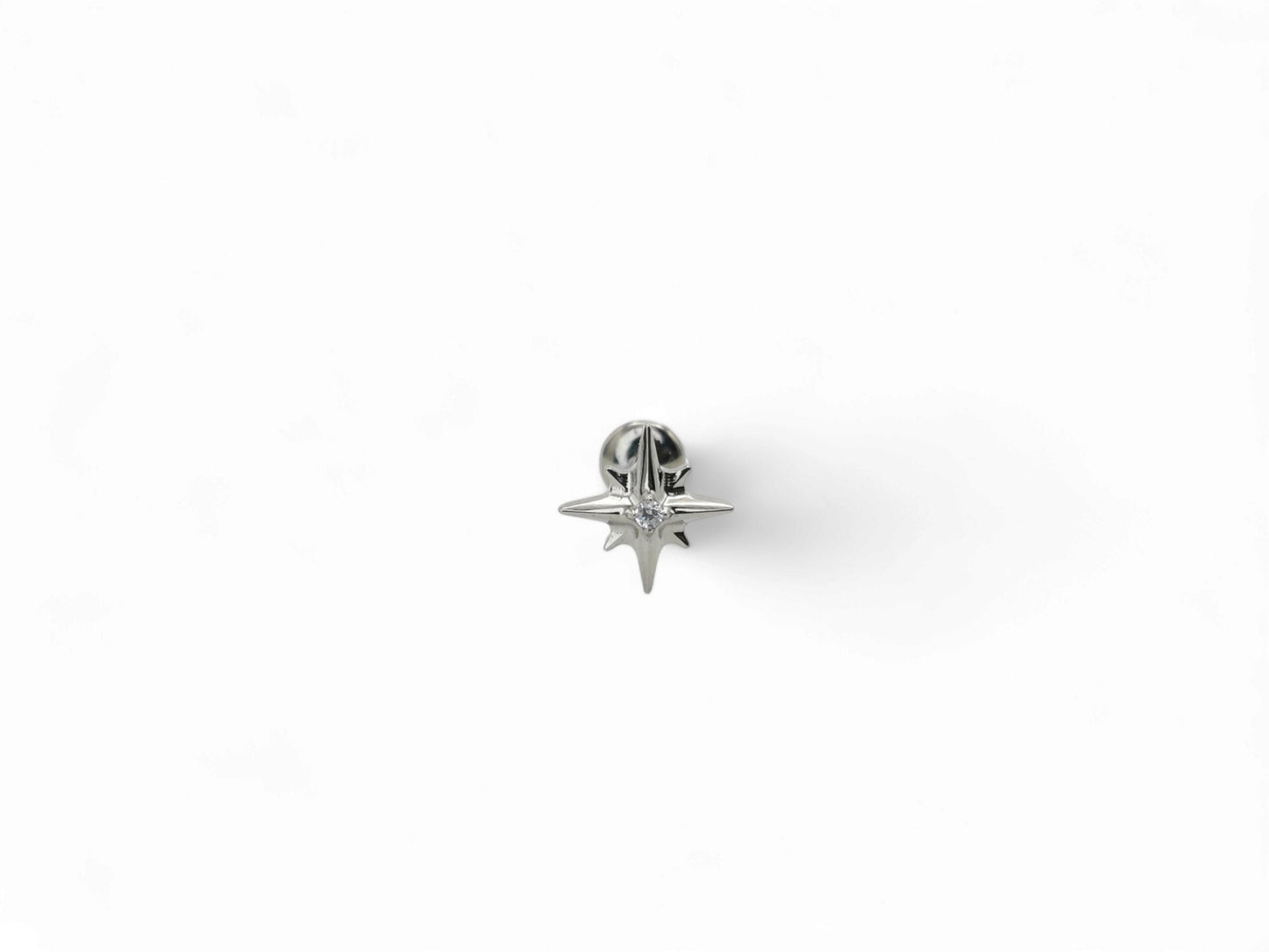 Titanium jewelled star threaded stud, 1.2mm/16g, 6mm-8mm length