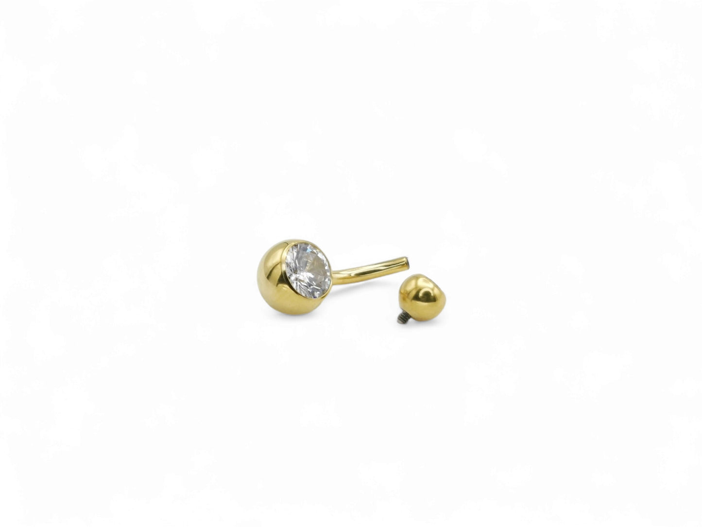 Gold titanium double jewelled navel bar, 1.6mm/14g, 10mm length